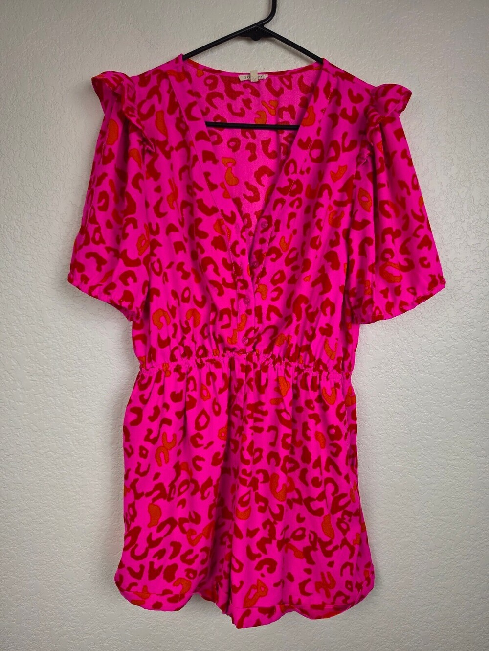 Anthropologie JODIFL Pink Red Animal Print Romper Medium